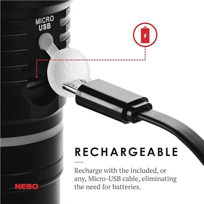 NEBO Slyde King Flashlight, Rechargeable LED Flashlight and Work Light, Bright, Durable, Everday Carry & Camping Flashlight with 4 Light Modes, C.O.B. Work Light and Magnetic Base