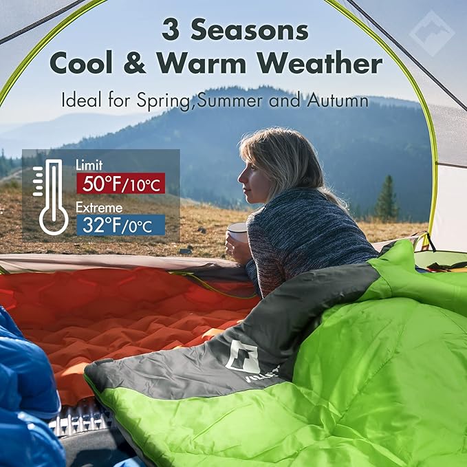 VILLEY Camping Sleeping Bag for Adults Boys and Girls, Lightweight Compact Backpacking Sleeping Bag for Outdoor, Traveling, Hiking
