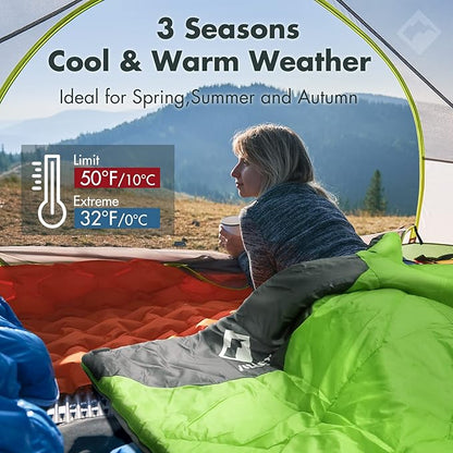 VILLEY Camping Sleeping Bag for Adults Boys and Girls, Lightweight Compact Backpacking Sleeping Bag for Outdoor, Traveling, Hiking