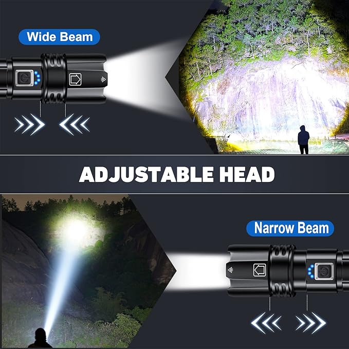 Rechargeable LED Flashlights High Lumens,900000 Lumen Super Bright Flashlight with USB Output, 14 Hours Runtime 5000ɱAh Large Capacity Flash Light, Powerful Flashlight for Home, Camping