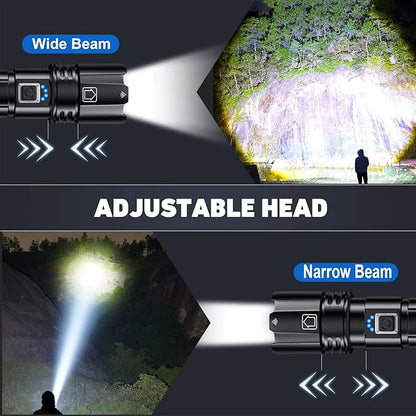 Rechargeable LED Flashlights High Lumens,900000 Lumen Super Bright Flashlight with USB Output, 14 Hours Runtime 5000ɱAh Large Capacity Flash Light, Powerful Flashlight for Home, Camping