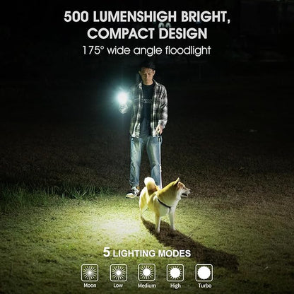 WUBEN G2 EDC Flashlight Rechargeable, Super Bright 500 Lumens Keychain Flashlight, 5 Modes LED Pocket Flashlight Compact, Small Mini Magnetic Work Light with Clip for Camping, Everyday Use (Black)