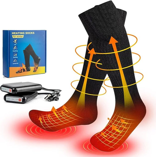 Heated Socks for Men Women, 4000mAh Rechargeable Battery Heat Insulated Sox, Winter Washable Thermal Socks Foot Warmer for Outdoor Camping Skiing Fishing Hunting Winter Sports