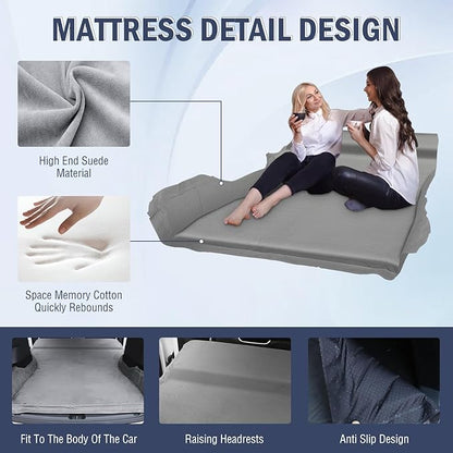 Self Inflating Sleeping Pad for Tesla Model Y 2024-2020 Memory Foam Portable Camping Mattress Car Camping Mattress Bed for Model Y Chamois Surface for All Season