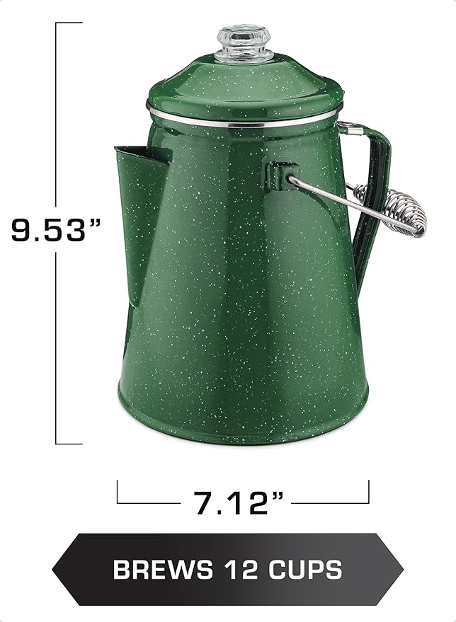 COLETTI Classic Percolator Coffee Pot — Camping Coffee Percolator, Campfire Coffee Pot – Camping Percolator for Groups — Brew for the Whole Campsite (Green, 12 Cup)