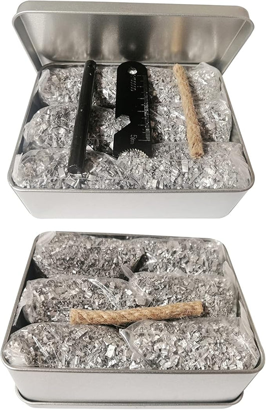eGreen Emergency Ferro Rod Striker Magnesium 6 Bags Wax Jute Rope + Tin Box for Camping Hiking Bushcraft Survival Outdoor Gear