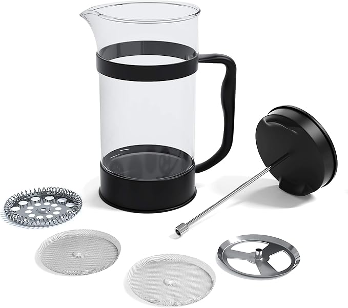 Utopia Kitchen 34 Ounce 1 Liter French Press Coffee Maker, Tea Maker, Travel Coffee Presses, Heat Resistant Thickened Borosilicate Coffee Pot for Camping Travel Gifts, Black Pack of 1