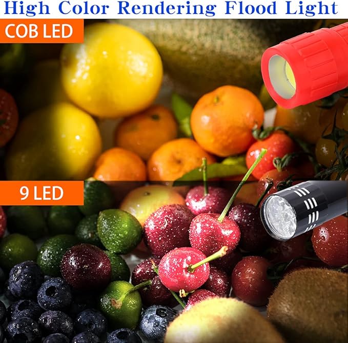 KunHe 5 Pack Plastic Small Mini LED Flashlight COB Flashlights for Kids 100 Lumen with Batteries High CRI for Bright Flash Light Party Favors Christmas Gifts Stocking Stuffers
