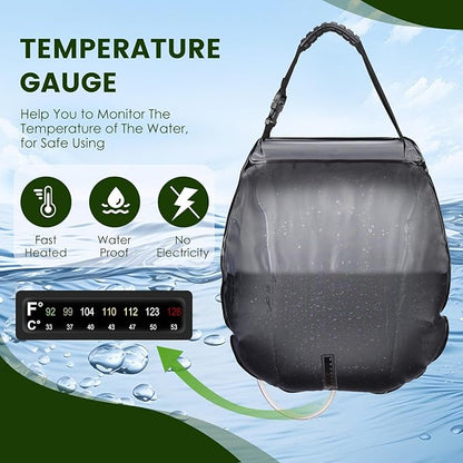 Solar Shower Bag, Portable Solar Shower for Camping, 5 Gallons/20L Camping Shower Bag with Removable Hose and On-Off Switchable Shower Head, Portable Shower for Camping, Hiking, Beach Swimming