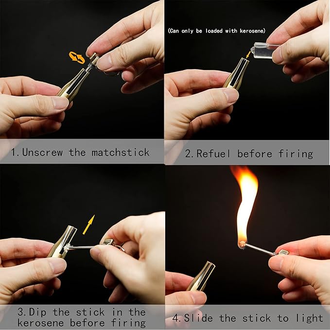2Pcs Permanent Match Flint Match Keychain Flint Fire Starter Waterproof Emergency Survival Camping Keychain Lighter for Outdoor (No Oil Included)
