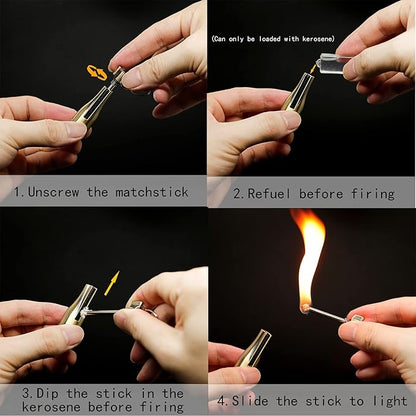 2Pcs Permanent Match Flint Match Keychain Flint Fire Starter Waterproof Emergency Survival Camping Keychain Lighter for Outdoor (No Oil Included)