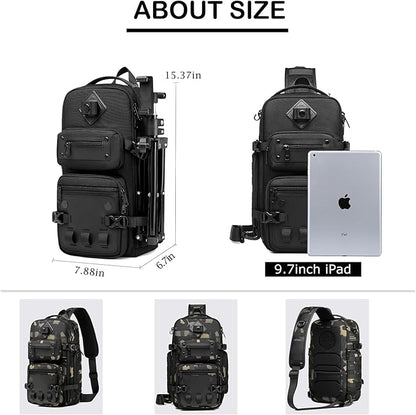 OZUKO Tactical Backpack Chest Sling Bags for Men, Waterproof Crossbody Shoulder Daypack for Outdoor Walking Hiking Trekking (Camo)