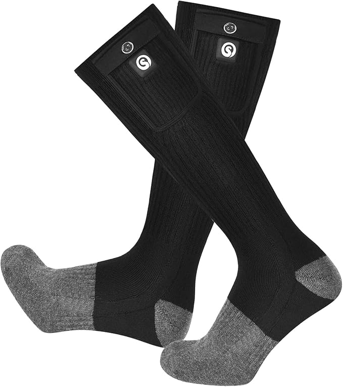 SNOW DEER Heated Socks,Upgraded 7.4V Rechargeable Battery Electric Socks for Men Women,Winter Cold Weather Warm Socks for Huting Fishing Camping Hiking Skiing Foot Warmer