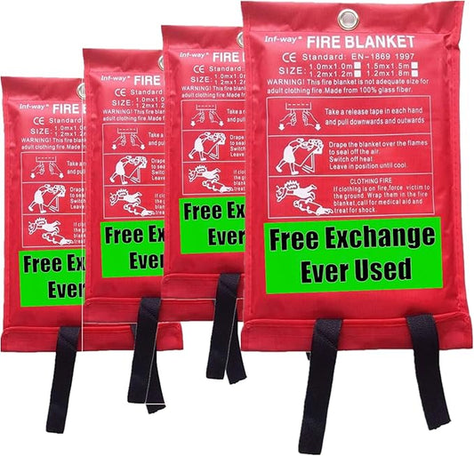 Fire Blanket for Home, Fiberglass Fire Suppression Blanket for Kitchen, Flame Retardant Protection and Heat Insulation Emergency Fireproof Safety Blankets for People (4, S 39.3''x39.3'')