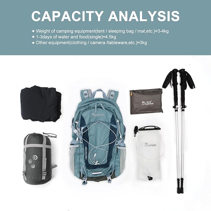 MOUNTAINTOP 40L Hiking Backpack Travel Daypack with Rain Cover for Outdoor Backpacking, Camping