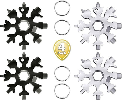 18-in-1 Snowflakes Multi Tool, Stainless Steel Keychain Multitool Portable Snowboarding Screwdriver -Bottle Opener for Christmas Gift for Mens
