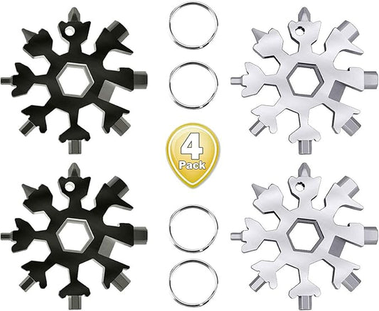18-in-1 Snowflakes Multi Tool, Stainless Steel Keychain Multitool Portable Snowboarding Screwdriver -Bottle Opener for Christmas Gift for Mens