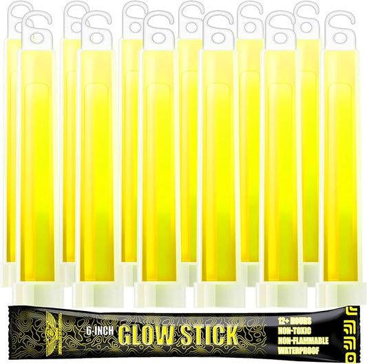EVERLIT Survival Emergency Glow Sticks- 6 Inches Light Sticks for First Aid Kit, Survival Kit, Camping, Hiking, Outdoor, Disasters, Emergencies Up to 12 Hours Duration… (12 Pack, Yellow)