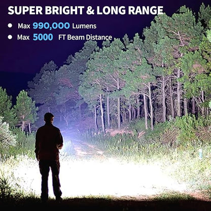 Rechargeable Flashlights High Lumens, 2 Packs 990,000 Lumens Super Bright Flash Light with 7 Light Modes & IPX7 Waterproof, Powerful Handheld LED Flashlight for Home Camping Hiking