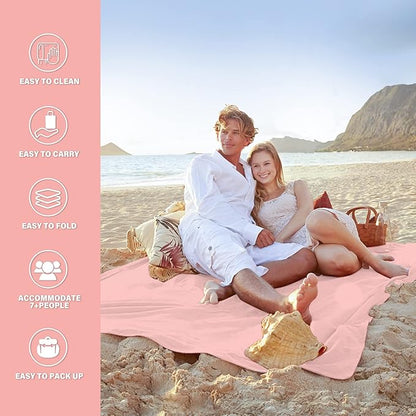 Beach Blanket Oversized Extra Large 78" X 81",Waterproof Sandproof Beach Blanket 1-7 Adults Lightweight Durable for Travel Camping Hiking Picnic