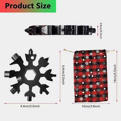 18 in 1 Snowflake Multitool,Stainless Steel Snowflake Tool for Key Chain/Bottle Opener/Flat Phillips Screwdriver Kit/Wrench,Snowflake Handy Tool as Gift for Father, Husband, Boyfriend at Christmas