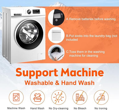 Rechargeable Heated Socks for Men Women Flame Pattern 5V 5000mAh Battery Powered Cold Weather Washable Winter Thermal Thickened Warming Socks for Winter Skiing Riding Camping Outdoors