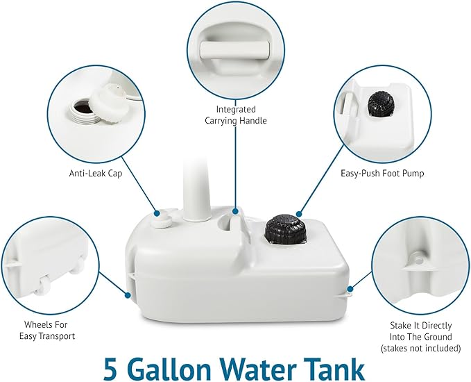 Hike Crew Advanced Portable Outdoor Foot Pump Camping Sink – Hose Connector for Optional Continues Water – 5 Gallon (19L) Tank, Wheels, Soap Dispenser, Faucet – Hand Wash Basin for Travel, Garage