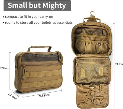 SMONT Toiletry Bag for Men Travel Toiletry Organizer Dopp Kit Travel Organizer Toiletries Travel Bag Shaving Hygiene Bag Bathroom Hanging Men's Toiletry Bag for Short Trips Brown