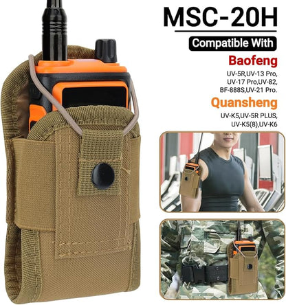 BAOFENG Tactical Radio Holder Bag Molle Radio Holster Heavy Case Accessories Adjustable Radios Pouch Holster Case UV-5R UV-17R UV-9R Two Way Radio Walkie Talkies