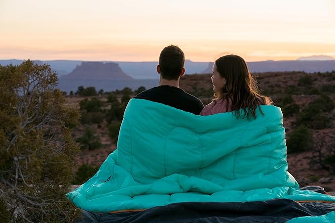 TETON Sports Cascade Double Sleeping Bag; Lightweight, Warm and Comfortable for Family Camping, Teal, 87" x 60"