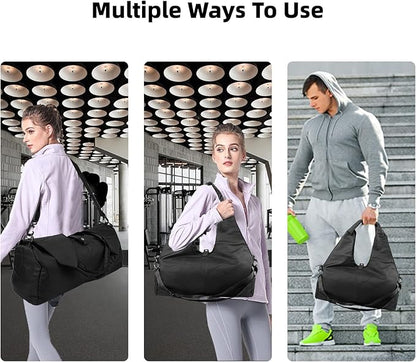 Gym Bag, Yoga Gym Bag for Women and Men, Carrying Workout Gear and Accessories, Shoe Compartment and Wet Dry Storage Pockets, Travel Duffle Bag Carry On Weekender Bag