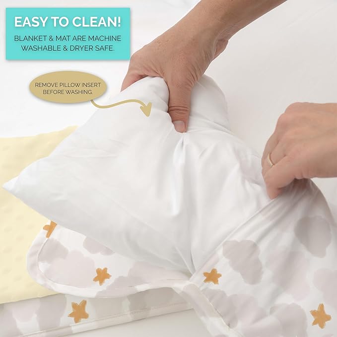 JumpOff Jo - Toddler Nap Mat - Sleeping Bag for Kids with Removable Pillow and Ultra Soft Blanket for Preschool, Daycare, and Sleepovers - Little Lamb