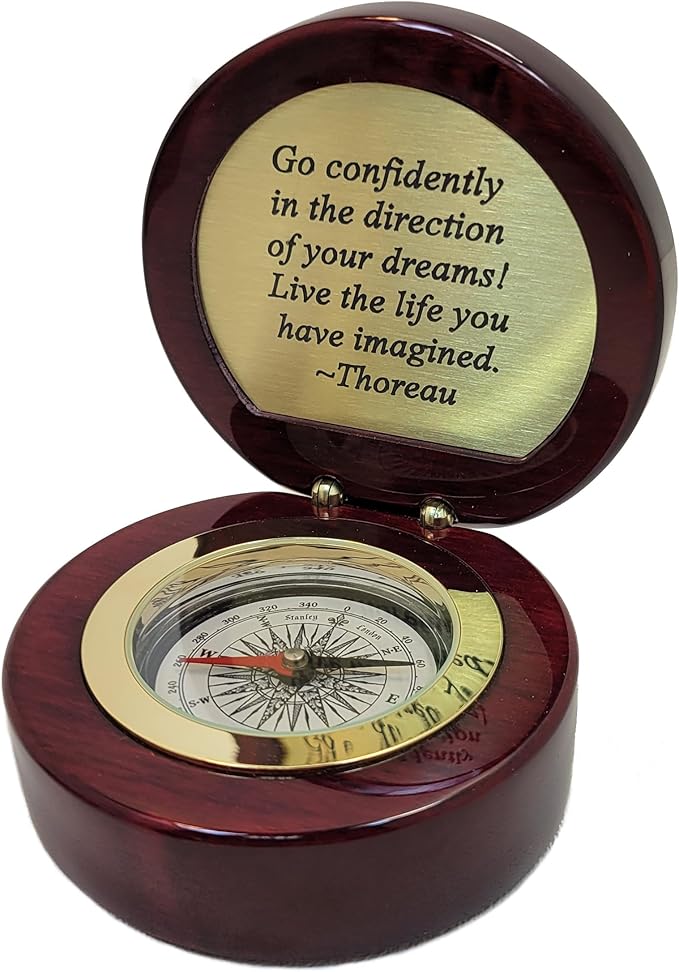 Engravable Executive Navigator Desk Compass in Luxurious Lacquered Piano Finish Case | Personalized Compass Gift Engraved with a Custom Message or Select from Pre-Engraved Plaques
