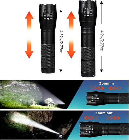 3 Pack LED Rechargeable Flashlight, Super Bright Small MiniCamping Flashlights Zoomable Beam, Convenient USB C Charging for Camping Hiking Outdoor Home Emergency