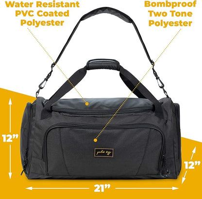 Gold BJJ Jiu Jitsu Duffle Bag - Waterproof Pocket for Sweaty Gi, Rashguard, or Shoes - The Perfect Duffel Bag for Martial Arts Gear, Boxing, MMA, and More