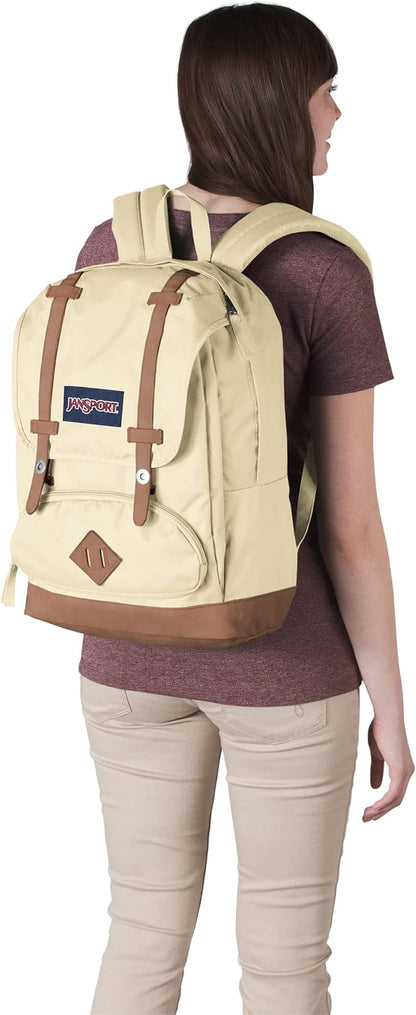 JanSport Cortlandt Laptop Backpack, Coconut, 15” Laptop Sleeve-Synthetic Leather Shoulder Computer Bag with Large Compartment, Padded Straps- Rucksack for Men, Women