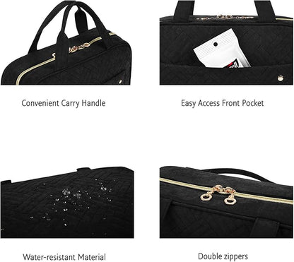 BAGSMART Toiletry Bag Travel Bag with Hanging Hook, Water-resistant Makeup Cosmetic Bag Travel Organizer for Accessories, Shampoo, Full-size Container, Toiletries (Black, Medium)