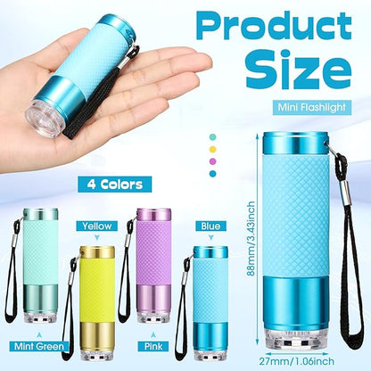12 Pack LED Flashlight, 9 LED Mini Flashlight, 4 Colors with Lanyard, Portable Flashlight Contains 3AAA Batteries for Christmas Gift Outdoor Camping Emergency Night Cycling Fishing