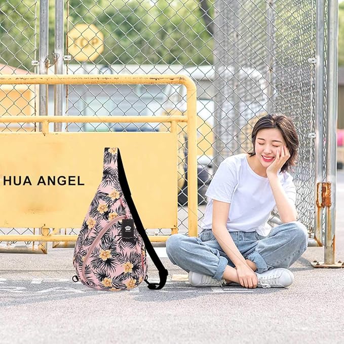 HUA ANGEL Crossbody Sling Bag for Men & Women Lightweight Waterproof Chest Shoulder Bag for Travel Hiking & Everyday Use