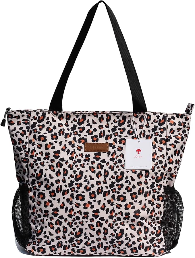 ESVAN Original Floral Water Resistant Large Tote Bag Shoulder Bag for Gym Beach Travel Daily Bags Upgraded