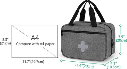 CURMIO Small First Aid Bag, Empty Emergency Trauma Kit Organizer Bag for Hiking, Camping, Car, Travel, Home and Outdoor, Gray, BAG ONLY, Patent Pending