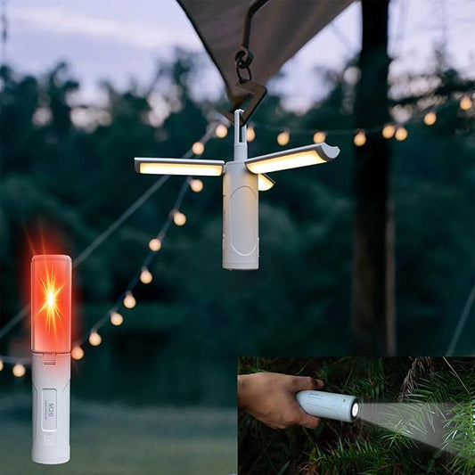 LED Multi-Function Camping Light，4-in1 Camping Flashlight，Rechargeable Camping Lantern with 750LM 6 Light Modes Water-Resistant,Waterproof Tent Lights