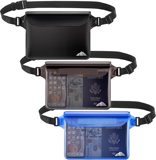 HEETA Waterproof Fanny Pack, Waterproof Pouch Dry Bag 2/3/4 Pack for Phone, Adjustable Waist Strap and Screen Touch Sensitive for Swimming Kayaking Boating Beach Fishing Diving Surfing Accessories
