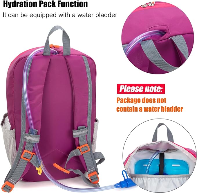 Little Kids Hiking Backpack for Boys or Girls, Small Daypack for Camping or Travel (Purple)