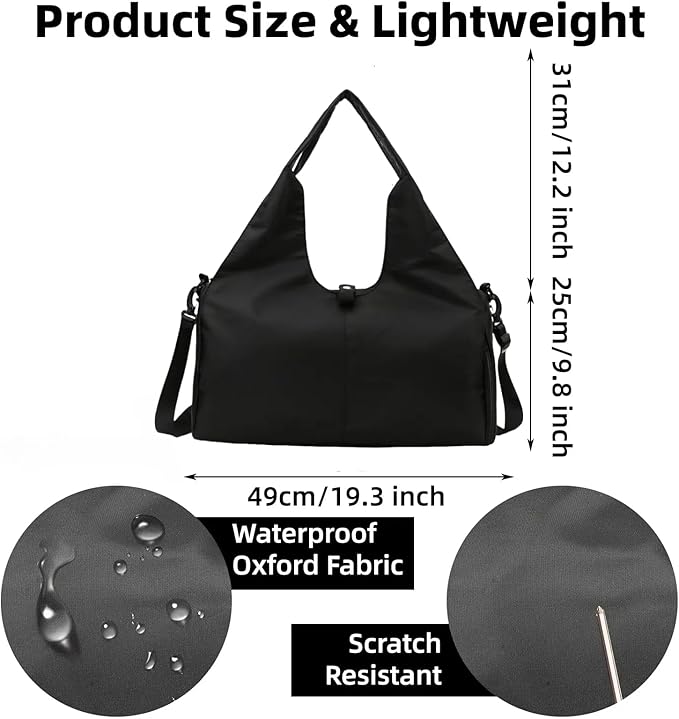 Gym Bag, Yoga Gym Bag for Women and Men, Carrying Workout Gear and Accessories, Shoe Compartment and Wet Dry Storage Pockets, Travel Duffle Bag Carry On Weekender Bag
