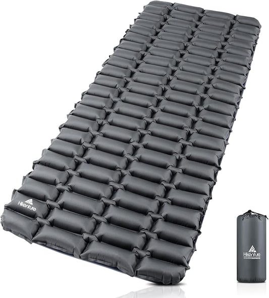 Hikenture Double Sleeping Pad,Ultralight Camping Mattress 2 Person,Backpacking Pad with Pump Sack,Inflatable Air Mat for Tent(1037-B2) (Grey, 72" L x 28" W)