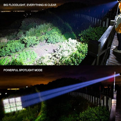 Flashlights Rechargeable High Lumens, 1200000 Lumens LED Tactical Flashlight, Powerful Super Bright Zoomable Handhed Flash Light Waterproof 5 Modes Best for Outdoor Camping
