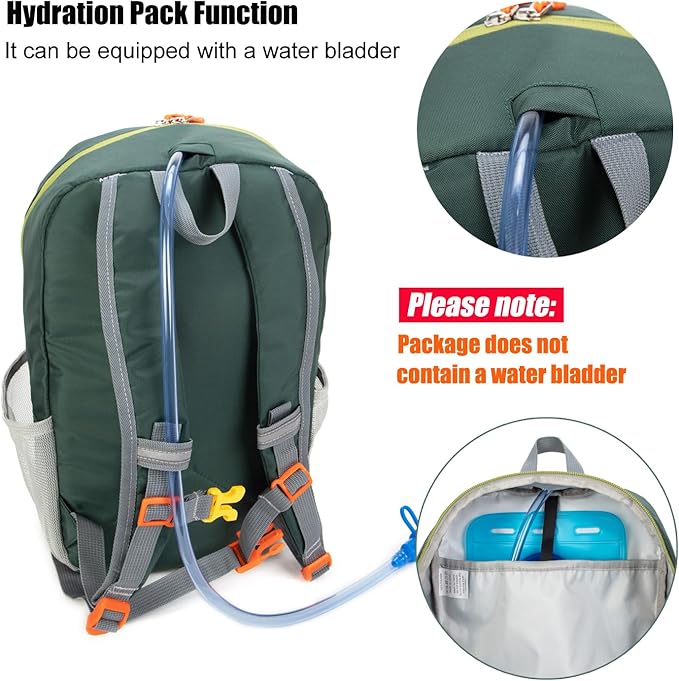 Little Kids Hiking Backpack for Boys or Girls, Small Daypack for Camping or Travel (Green)