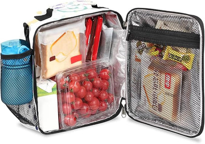 Space Lunch Box for Kids, Cartoon Space Planet Lunch Bag for Boys Girls, Reusable Insulated Waterproof Lunch Box with Adjustable Shoulder Strap Thermal Cooler Tote Bag for School Daycare Picnic