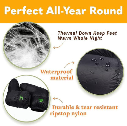 Down Booties Warm Socks Ultralight Sleeping Sock for Camping, Backpacking - Camp Sleeping Bag Tent Down Foot Warmer for Men & Women